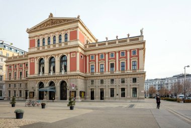 VIENNA, AUSTRIA - 30 Kasım 2016: Viyana 'da Innere Stadt ilçesinde bir konser salonu olan Viyana Müzik Birliği (Viyana Müzik Birliği), kısaca Musikverein olarak kısaltılmıştır..