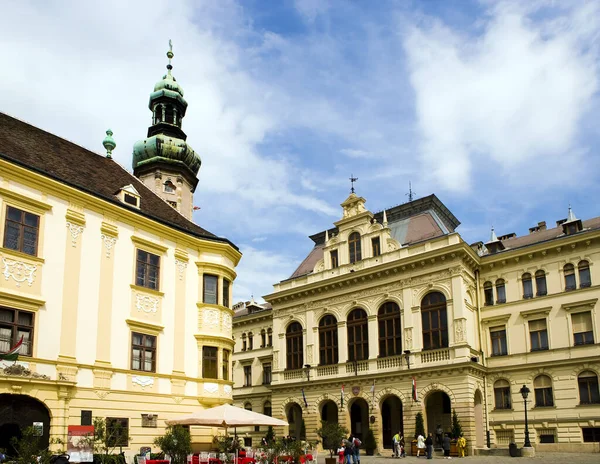 Widok Historyczne Centrum Ratusza Sopron Węgier — Zdjęcie stockowe