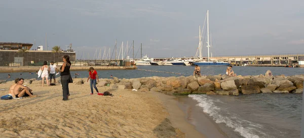 People Beach Port Mediterranean Sea — Stock Photo, Image