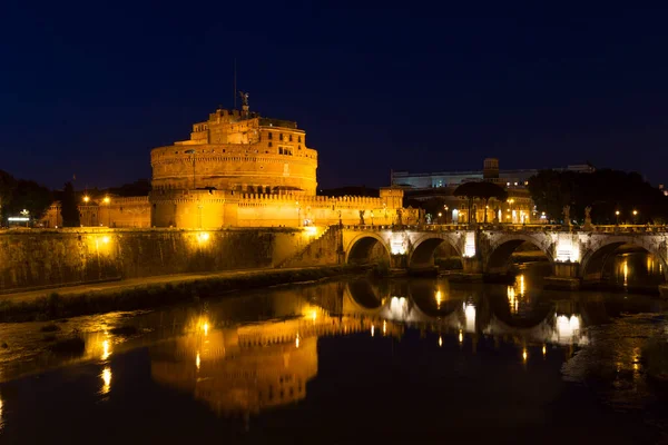 Vista Del Castillo Sant Angelo Noche Roma Italia — Foto de Stock