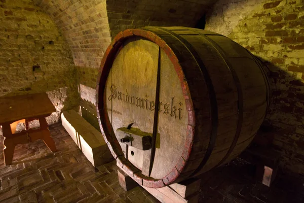 Wine Cellar Old Wooden Barrels — Stock Photo, Image