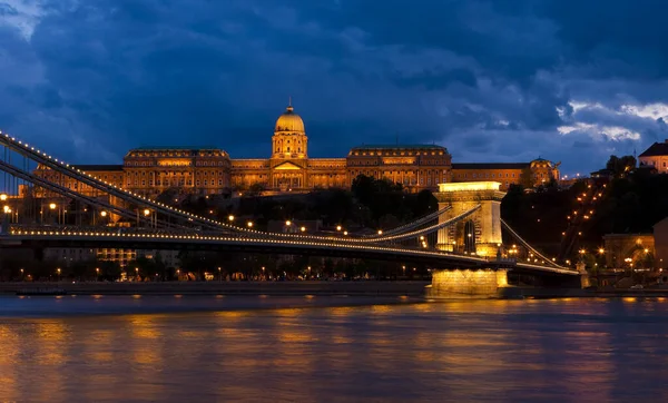 Chain Bridge Danube River Budapest — Stock Photo, Image