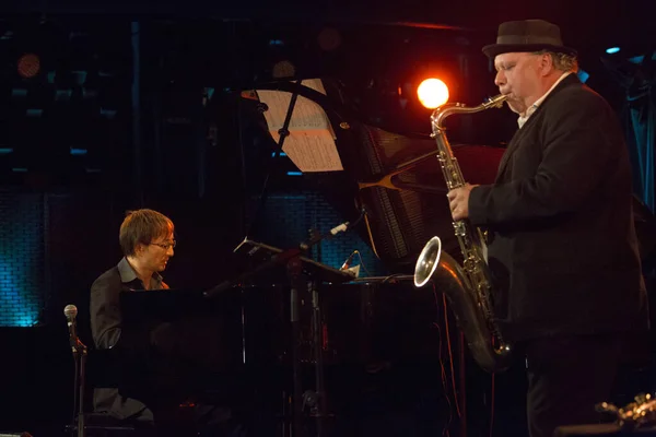 Budapest Hungría Octubre Kuriya Makoto Pianista Japonés Tony Lakatos Juegan — Foto de Stock