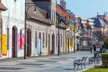 Eski şehir Riga, Letonya 'da tipik bir sokak