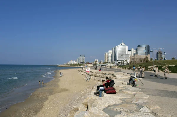 Kilátás Nyílik Strandra Tenger Barcelona Spanyolország — Stock Fotó