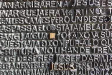 Barcelona 'daki Sagrada Famila Kilisesi' nin kapısının senaryosu.