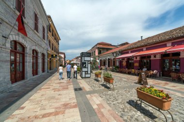 Shkoder, Arnavutluk - 1 Haziran 2018: Arnavutluk 'un kuzeyinde bir şehir olan Şkoder şehir merkezi.