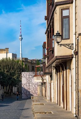 Azerbaycan 'ın Bakü kentindeki Icherisheher sokak manzarası