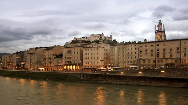 Salisburgo Centro Città Tramonto Austria — Foto Stock