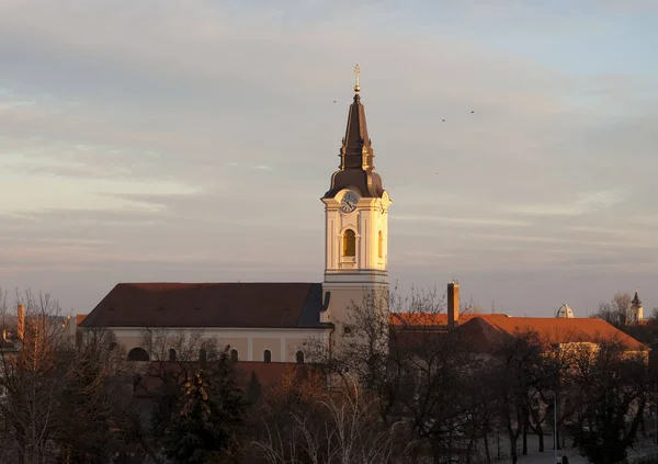 Eglise Coucher Soleil Kecskemet Hongrie — Photo