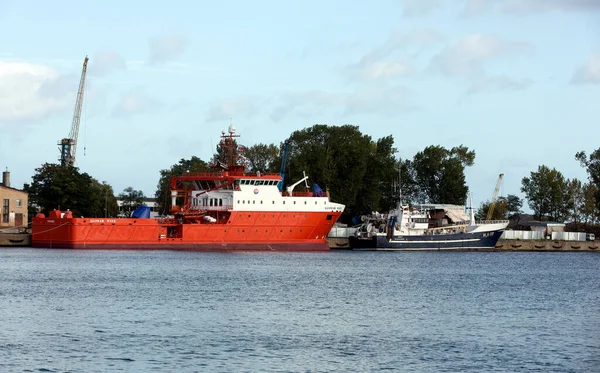 Frachtschiff Hafen Von Riga Lettland — Stockfoto