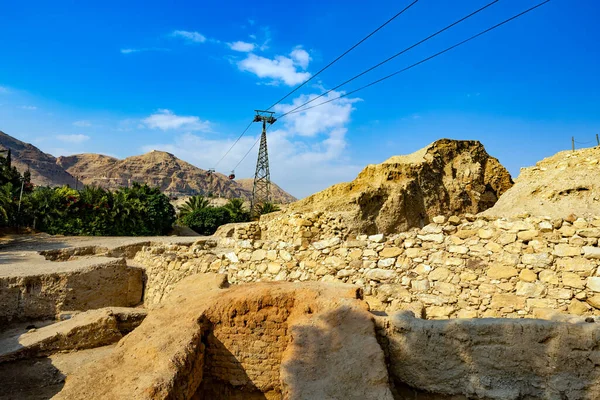 Jericho Palestine Janvier Téléphérique Dessus Des Anciennes Ruines Ville Comme — Photo