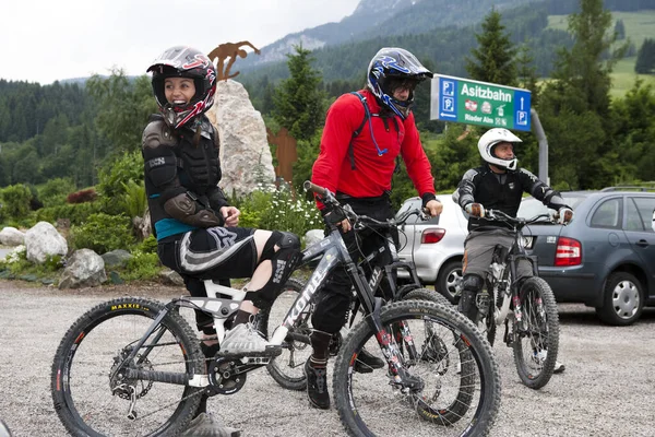 Leogang Rakousko Května Cyklista Gerhard Haslauer Předvádí Své Triky Před — Stock fotografie