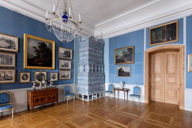 Pilsrundale, Letonya - 1 Mayıs 2016; Rundale Sarayı. Rundale Sarayı, Letonya 'nın en seçkin Barok ve Rococo sanat eserlerinden biridir..