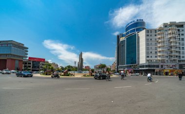 Shkoder, Arnavutluk - 1 Haziran 2018: Arnavutluk 'un kuzeyinde bir şehir olan Şkoder şehir merkezi.