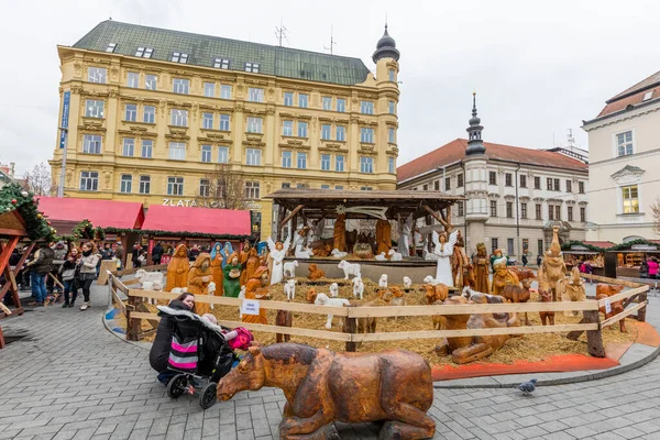Brno República Checa Dezembro 2016 Presépio Mercado Natal Mercado Repolho — Fotografia de Stock