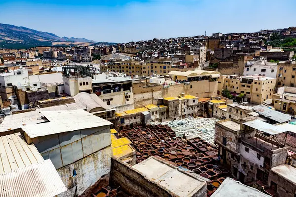 Fès Maroc Juillet 2014 Souk Tannerie Traditionnel Fès Maroc — Photo