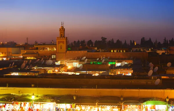 Tramonto Nella Città Marrakech Marocco — Foto Stock
