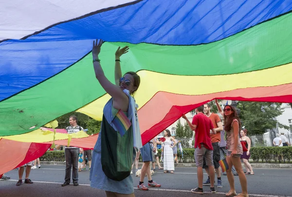 Budapest Węgry Lipiec Niezidentyfikowane Osoby Wzięły Udział Paradzie Budapest Gay — Zdjęcie stockowe