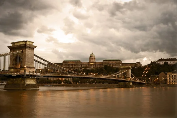 Budapest Panoráma Lánchíddal — Stock Fotó