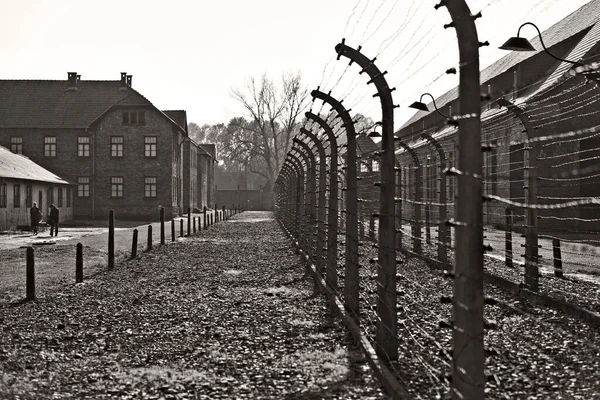 Oswiecim Polen Oktober Stacheldraht Lager Auschwitz Einem Ehemaligen Vernichtungslager Der — Stockfoto
