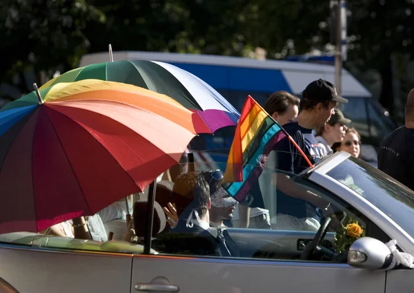 Budapest Ungarn Juli Teilnehmer Der Ungarischen Gay Pride Juli 2007 — Stockfoto