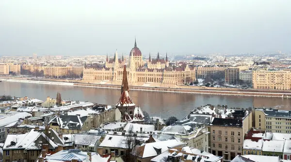 Boedapest Panorama Winter Hongarije — Stockfoto