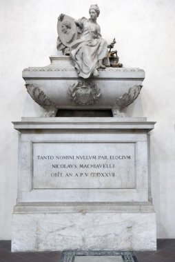 Santa Croce Bazilikası 'ndaki Machiavelli' nin Mezarı. Floransa, İtalya