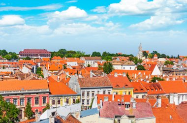 Tallinn, Estonya 'daki eski şehrin havadan görünüşü