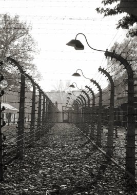 OSWIECIM, POLAND - 22 Ekim 2012 'de Polonya' nın Oswiecim kentinde eski bir Nazi imha kampı olan Auschwitz Kampı II. Avrupa 'daki en büyük Nazi toplama kampıydı..