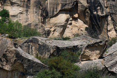 Gobustan Ulusal Parkı. Bakü, Azerbaycan yakınlarındaki Gobustan 'da Petroglyphs Sergisi.