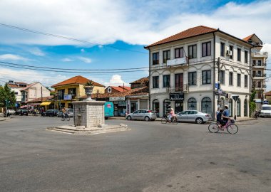 Shkoder, Arnavutluk - 1 Haziran 2018: Arnavutluk 'un kuzeyinde bir şehir olan Şkoder şehir merkezi.
