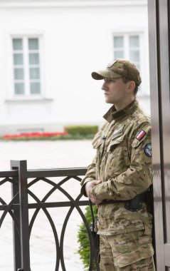 Polonya 'da askeri üniformalı bir adam. 