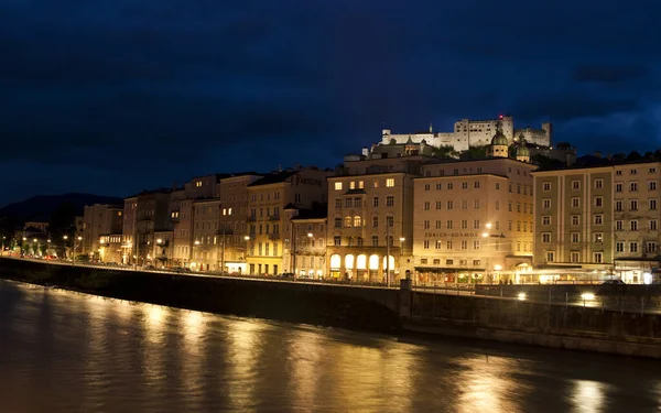 Salisburgo Centro Città Tramonto Austria — Foto Stock