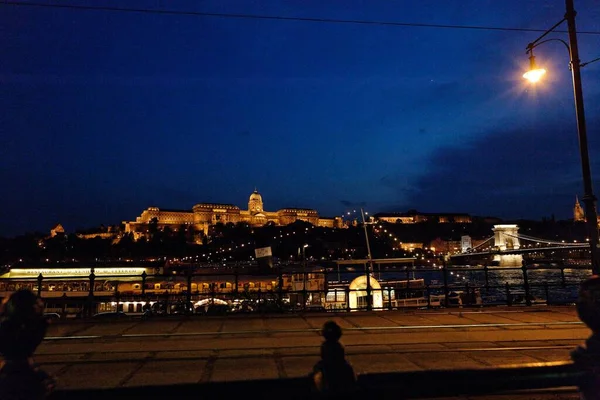 Visão Noturna Cidade Trieste Itália — Fotografia de Stock