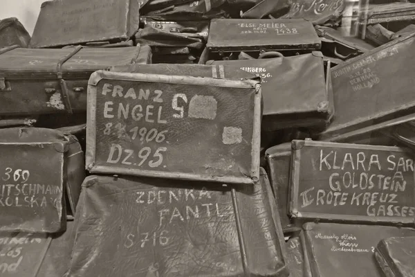 Oswiecim Poland October Bags Victims Auschwitz Camp Former Nazi Extermination — Stock Photo, Image