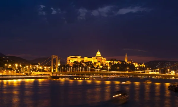 Budapest Panorama Notte Ungheria — Foto Stock