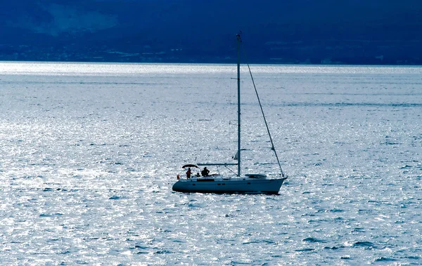 Ensam Yacht Havet Kroatien — Stockfoto