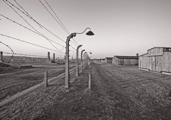 Oswiecim Polónia Outubro Arame Farpado Campo Auschwitz Antigo Campo Extermínio — Fotografia de Stock