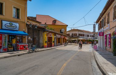 Shkoder, Arnavutluk - 1 Haziran 2018: Arnavutluk 'un kuzeyinde bir şehir olan Şkoder şehir merkezi.