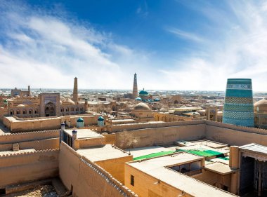 Khiva, Özbekistan 'ın hava görüntüsü 