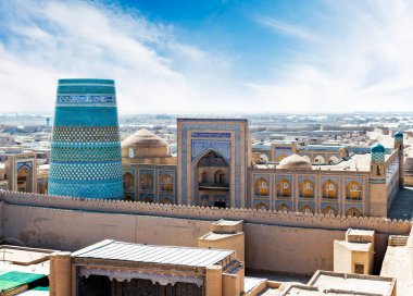 Khiva, Özbekistan 'ın hava görüntüsü 