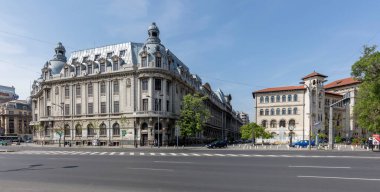 Bükreş, Romanya - 2 Mayıs 2017: Üniversite Meydanı 'ndaki Mimarlık Fakültesi (Bükreş Üniversitesi).