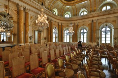 10 Mart 2013, Varşova Sarayı 'nın İçi. Saray tarihi bir anıt ve Polonya 'daki UNESCO Dünya Mirası sahası..