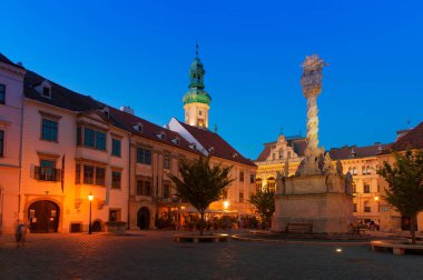 Krakow, Polonya 'daki eski belediye binasının manzarası