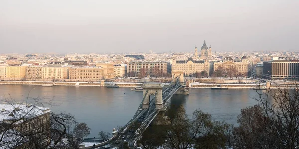 Boedapest Panorama Winter Hongarije — Stockfoto