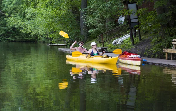 Masuria Poland July Unidentified People Take Kayak Trip Krutynia River — Stock Photo, Image