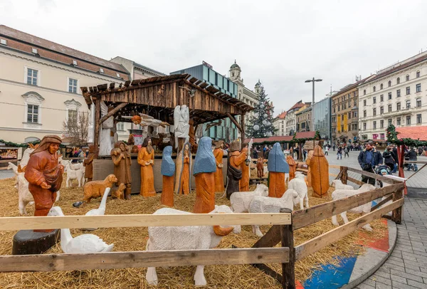 Brno República Checa Dezembro 2016 Presépio Mercado Natal Mercado Repolho — Fotografia de Stock