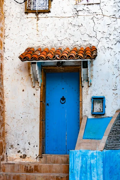 Rua Azul Rabat Cidade Velha Marrocos — Fotografia de Stock