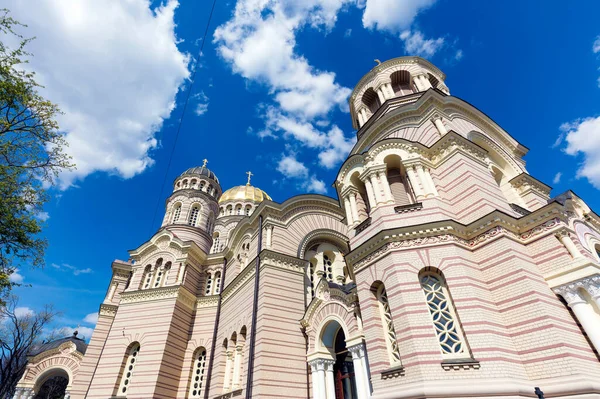 Narození Kristovy Katedrály Nebo Ruské Ortodoxní Katedrály Rize Lotyšsku — Stock fotografie